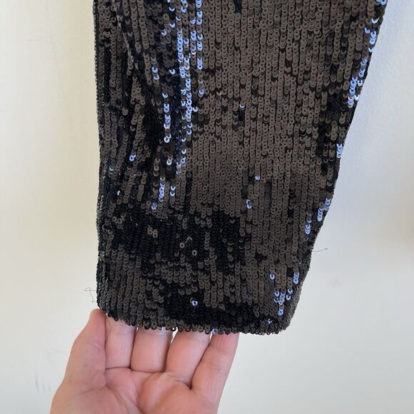 Express High Waisted Sequin Cocktail Party Ankle Pant Black Size Medium NWT - Picture 5 of 13